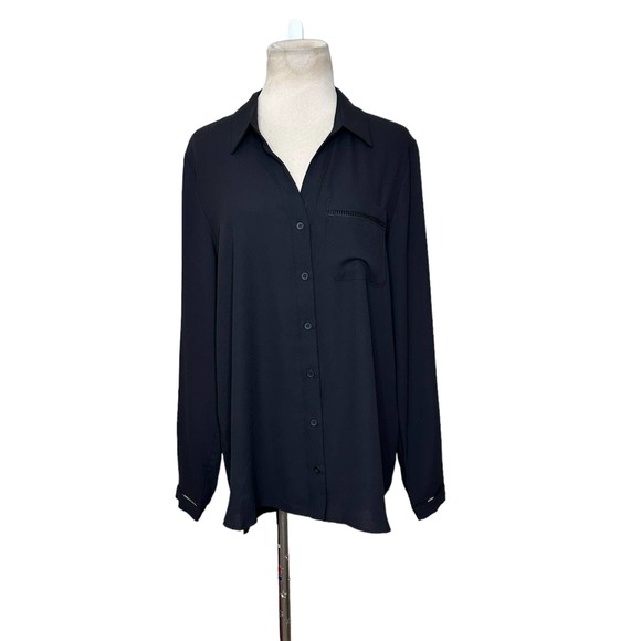 41 Hawthorne black long sleeves button blouse size large - Picture 9 of 13